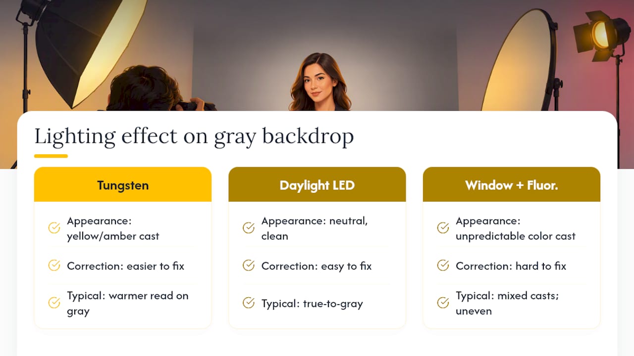 How different lights change gray backdrops