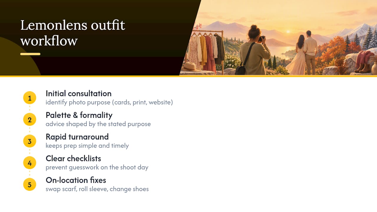 Photographer tips from Lemonlens: how we advise couples on outfits — overview diagram