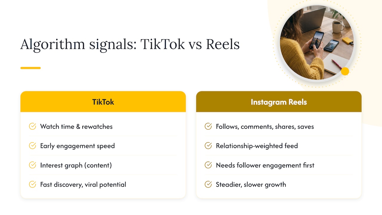 TikTok and Instagram algorithm signal comparison