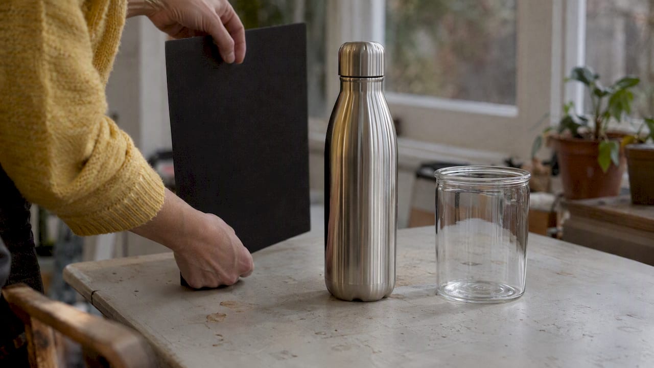 Black card shaping reflections on products