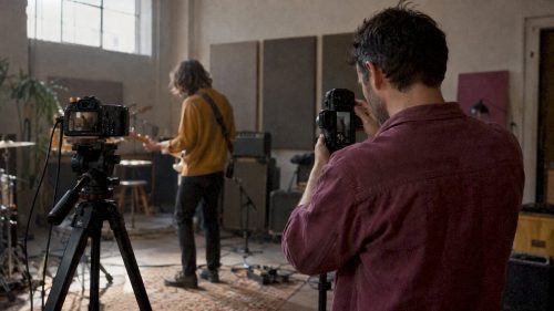 Videographer recording in two orientations
